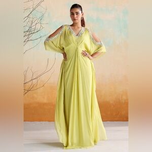 Seema Thukral Rue Zari Mirrorwork Draped Kaftan, Brand New